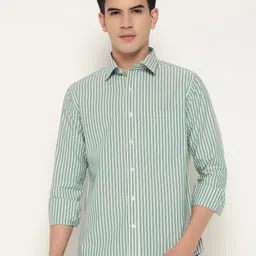 PRIME PORTER Men Slim Fit Opaque Striped Casual Shirt-image-80