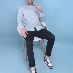 Crimsoune Club Classic Slim Fit Geometric Printed Pure Cotton Casual Shirt-image-40