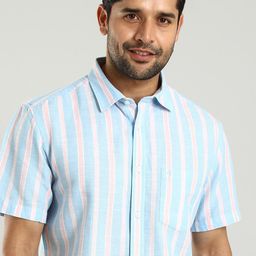 Indian Terrain Classic Spread Collar Slim Fit Cotton Striped Casual Shirt-picture-31