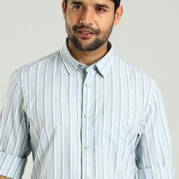 Indian Terrain Slim Fit Striped Spread Collar Short Sleeves Cotton Casual Shirt-picture-48