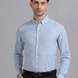 THE FORMAL CLUB Men Smart Fit Button-Down Collar Vertical Striped Cotton Casual Shirt-image-88