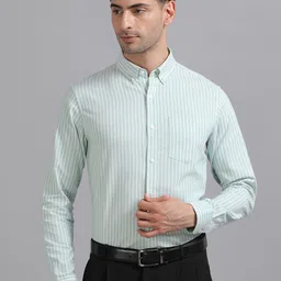 THE FORMAL CLUB Men Smart Fit Button-Down Collar Vertical Striped Cotton Casual Shirt-image-2