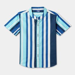 R&B Boys Spread Collar Short Sleeves Cotton Striped Regular Fit Casual Shirt-picture-4