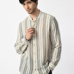 KISSOSS Classic Striped Long Sleeves Cotton Linen Casual Shirt-image-34