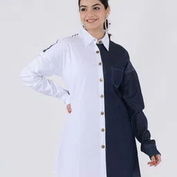 SUMAVI-FASHION Colourblocked Denim Casual Shirt-picture-46