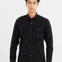 Snitch Black Classic Regular Fit Spread Collar Opaque Cotton Casual Shirt-image-27