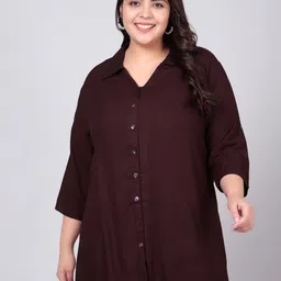 Indietoga Plus Size Classic Longline Casual Shirt-image-40