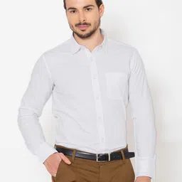 Allen Cooper Classic Spread Collar Curved Cotton Formal Shirt-image-4