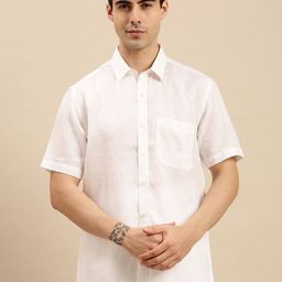 Ramraj Classic Short Sleeves Cotton Linen Ethnic Shirt-image-87