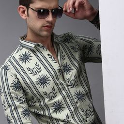 SHOWOFF Men Green Comfort Printed Cotton Casual Shirt-image-88