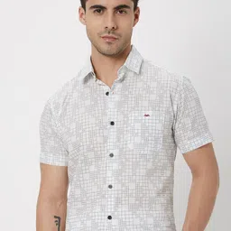 Mufti Trim Slim Fit Micro Checks Checked Pure Cotton Casual Shirt-image-63