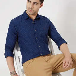 Mufti Trim Slim Fit Micro Ditsy Printed Pure Cotton Casual Shirt-image-43