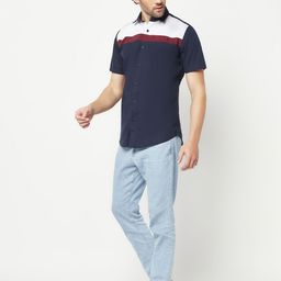Crimsoune Club Slim Fit Colourblocked Pure Cotton Casual Shirt-image-88