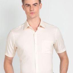 Arrow Regular Fit Spread Collar Short Sleeve Pocket Cotton Formal Shirt-picture-42