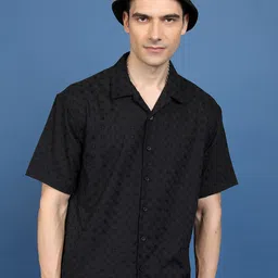 HIGHLANDER Self Design Oversized Cotton Casual Shirt-image-11
