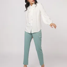 NOT SO PINK Women Blouson Sleeve Bowtie Shirt-picture-43