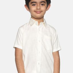 Sethukrishna Boys Cream-Coloured Classic Opaque Cotton Casual Shirt-41