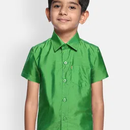 THANGAMAGAN Boys Green Original Regular Fit Solid Casual Shirt-picture-37