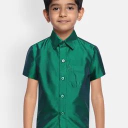 THANGAMAGAN Boys Green Original Regular Fit Solid Casual Shirt-picture-57