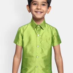 THANGAMAGAN Boys Green Regular Fit Solid Casual Shirt-54