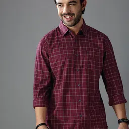 British Club Standard Checked Twill Cotton Slim Fit Casual Shirt-image-65