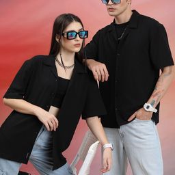 HIGHLANDER Unisex Club Collar Oversized Textured Shirt-image-12