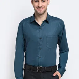 JAINISH Men Teal Solid Formal Shirt-image-86