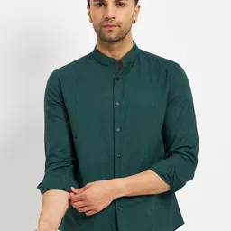CAMLA Mandarin Collar Cotton Casual Shirt-image-32