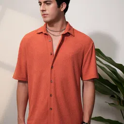 LOCOMOTIVE Premium Rust Terry Towel Oversized Drop Shoulder Half Sleeve Shirt-image-63
