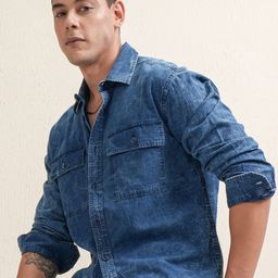 LOCOMOTIVE Premium Men Dobby Textured Pocket Oversized Casual Shirt-image-72
