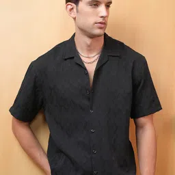 LOCOMOTIVE Premium Popcorn Jacquard Cuban Collar Oversized Shirt-image-98
