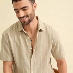 Locomotive Dobby Textured Striped Relaxed Shirt-image-83