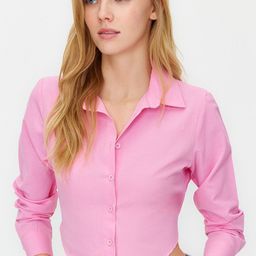 Trendyol Spread Collar Cuffed Sleeves Crop Shirt Style Top-picture-25