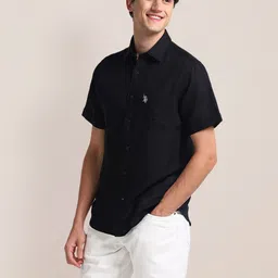 U.S. Polo Assn. Spread Collar Tailored Fit Linen Shirt-image-20