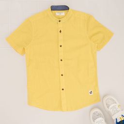 Pantaloons Junior Boys Band Collar Solid Cotton Casual Shirt-image-91