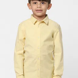 Jack & Jones Boys Yellow Solid Cotton Casual Shirt-image-66