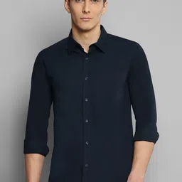 Allen Cooper Men Navy Blue Slim Fit Cotton Casual Shirt-image-94