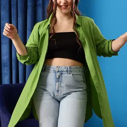 CURVY STREET Comfort Spread Collar Oversized Cotton Shirt-picture-10