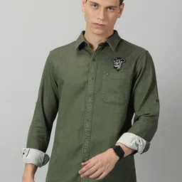 VUDU Comfort Fit Spread Collar Opaque Casual Cotton Shirt-image-14