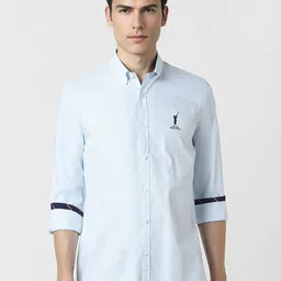 Peter England Casuals Button Down Collar Long Sleeves Slim Fit Striped Cotton Casual Shirt-image-17
