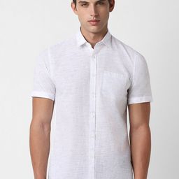 Peter England Casuals Slim Fit Spread Collar Short Sleeves Cotton Casual Shirt-image-80