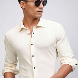 HIGHLANDER Men Slim Fit Spread Collar Textured Formal Shirt-image-21