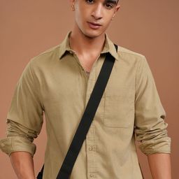 HIGHLANDER Men Spread Collar Solid Cotton Slim Fit Casual Shirt-image-34