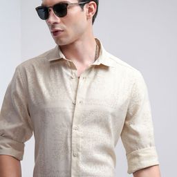 HIGHLANDER Men Cutaway Collar Ethnic Motifs Printed Slim Fit Casual Shirt-image-31