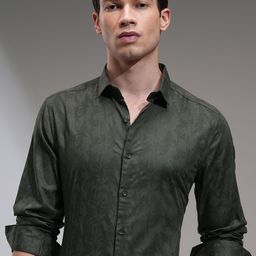 HIGHLANDER Men Slim Fit Spread Collar Floral Printed Cotton Casual Shirt-picture-3