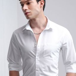 HIGHLANDER Men Cutaway Collar Solid Cotton Slim Fit Formal Shirt-picture-23