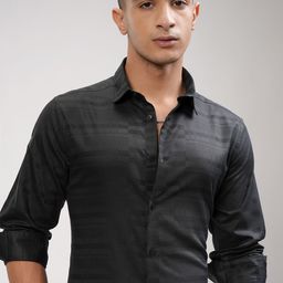 HIGHLANDER Men Slim Fit Spread Collar Textured Cotton Casual Shirt-picture-43