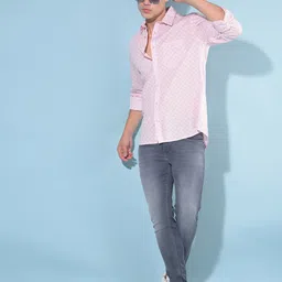 Crimsoune Club Classic Slim Fit Geometric Printed Spread Collar Long Sleeves Casual Shirt-image-30