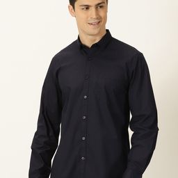 Mast & Harbour Navy Blue Classic Slim Fit Casual Shirt-image-22