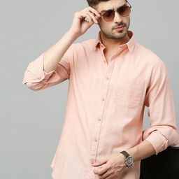 Harvard Men Peach-Coloured Classic Slim Fit Opaque Casual Shirt-image-32